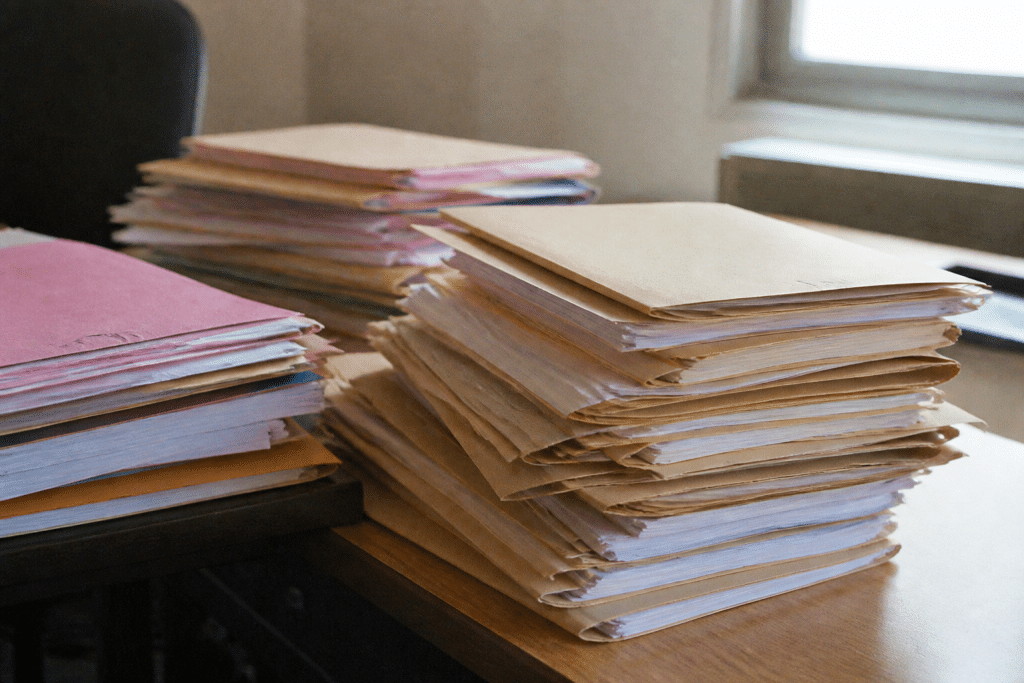 Dossiers administratifs et journal officiel sur bureau