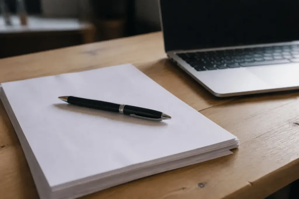 Documents officiels et stylo sur bureau pour constitution societe