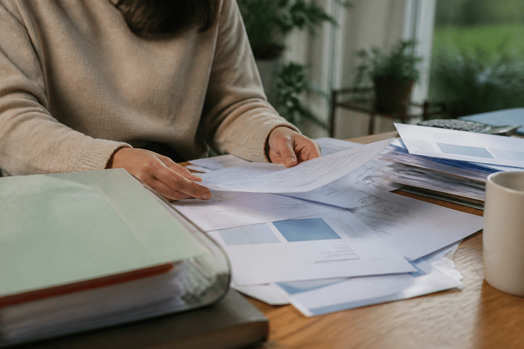 Dossier bancaire organise avec documents et comparatif offres