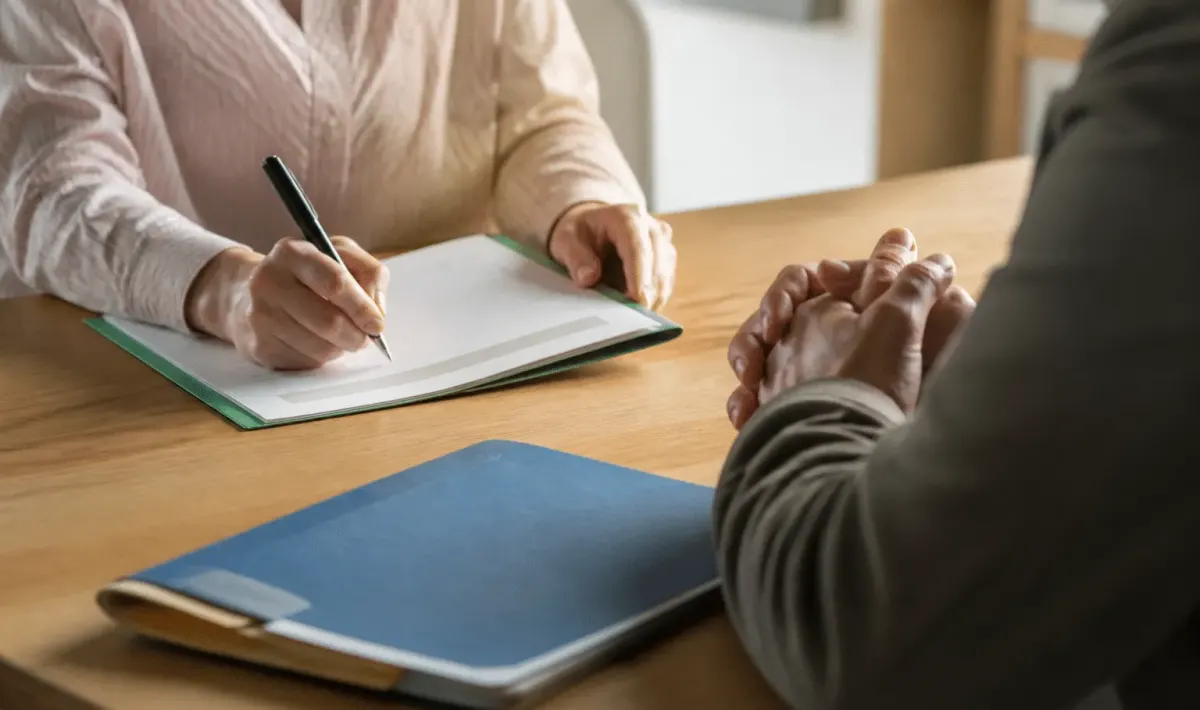Dossier medical ouvert avec formulaire d'assurance pret immobilier signe