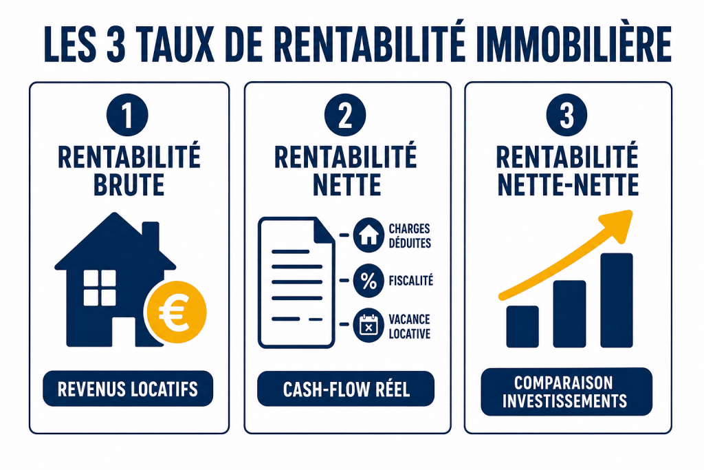 Les 3 taux de rentabilité immobilière