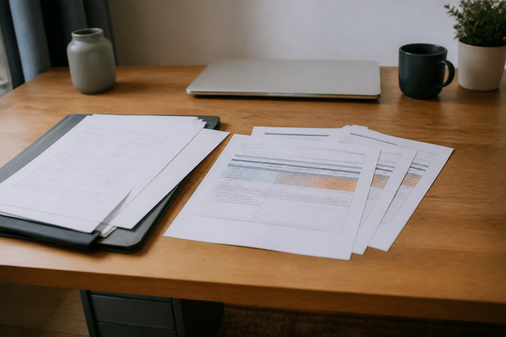 Documents d'assurance et devis comparatifs sur bureau