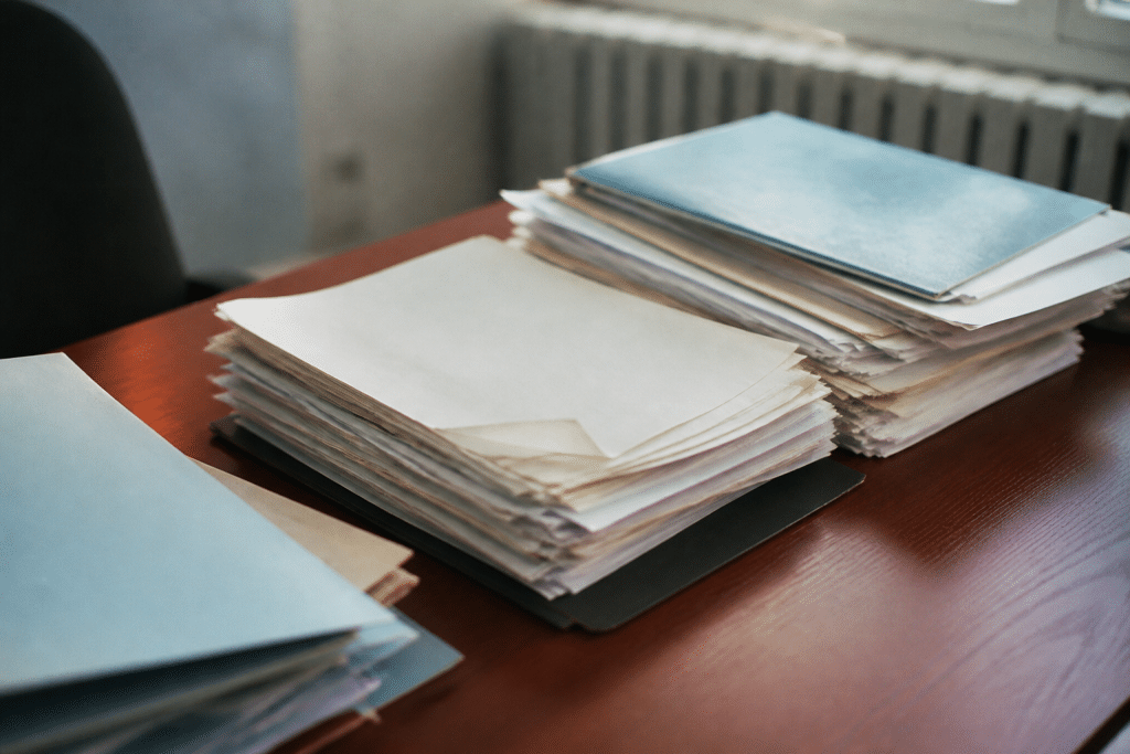 Documents administratifs et formulaires d'immatriculation commerciale sur bureau