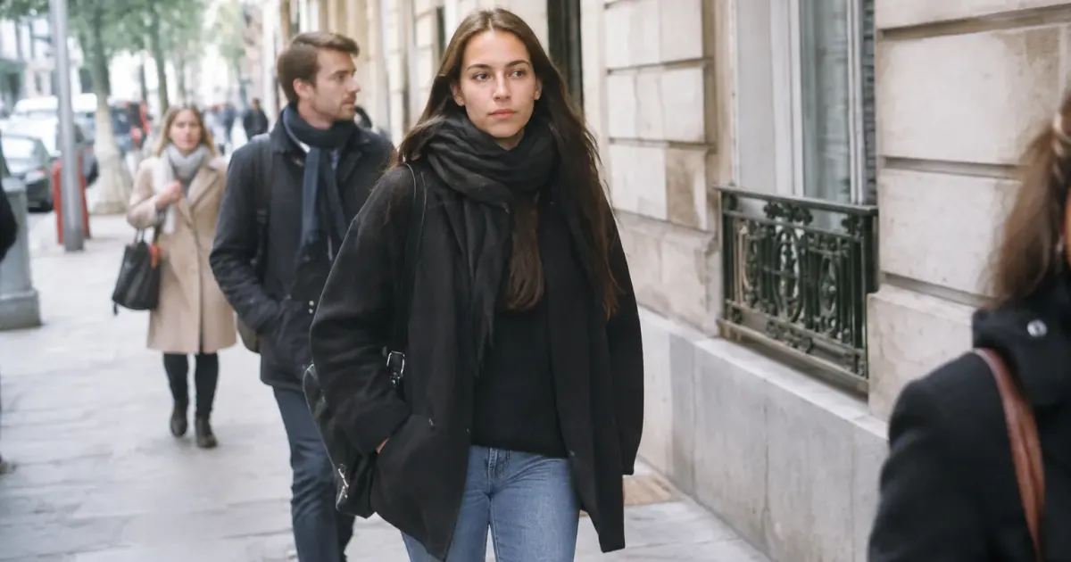 Passants marchant sur un trottoir pres de facades