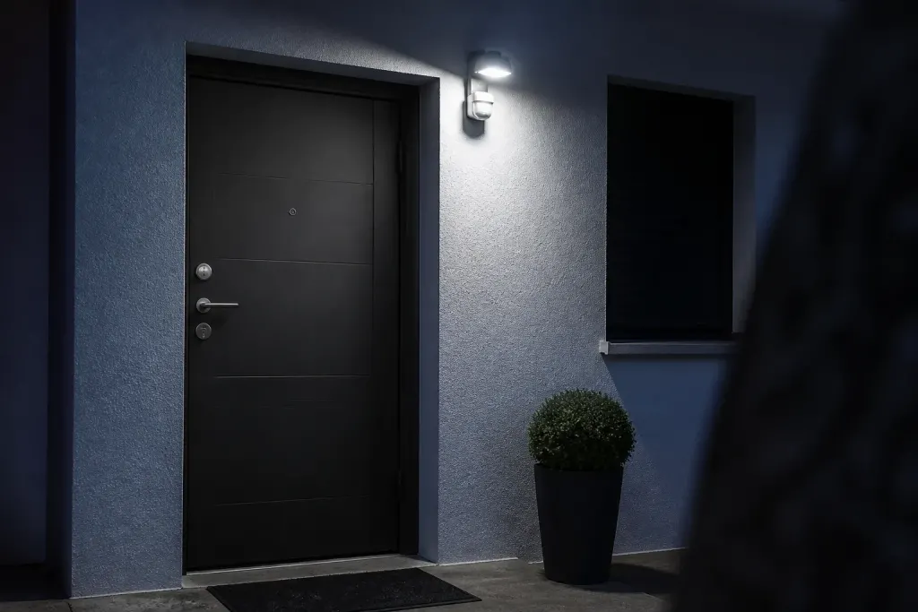 Porte blindee serrure eclairage detecteur mouvement nuit